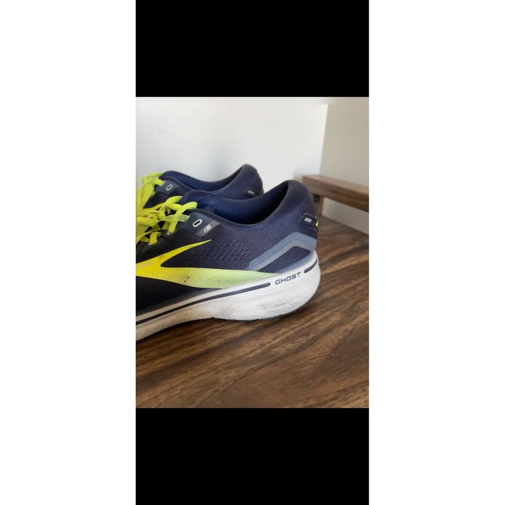 Brooks Ghost 15 Mens Running Shoes Navy Neon Yellow 1103931D429 Size 13 Medium D